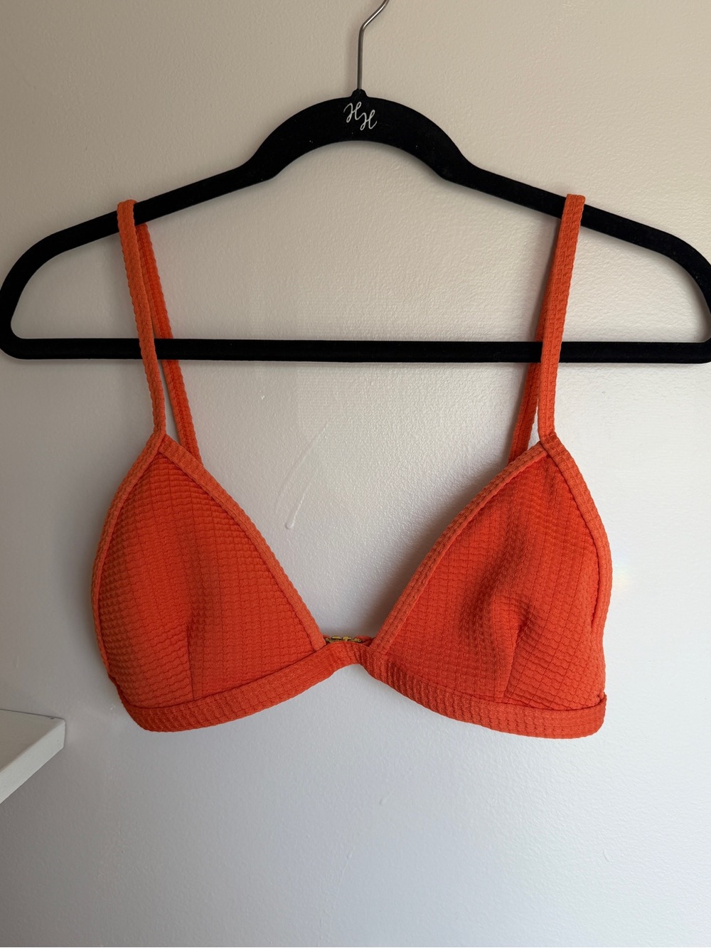 Orange triangle bikini top